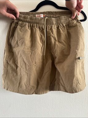 Revolution Men's Cargo Drawstring Shorts in Khaki Brown